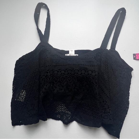 Decree Women’s  Crochet Style Flowy Swimsuit Black Bralette Top Sz L - Picture 7 of 9